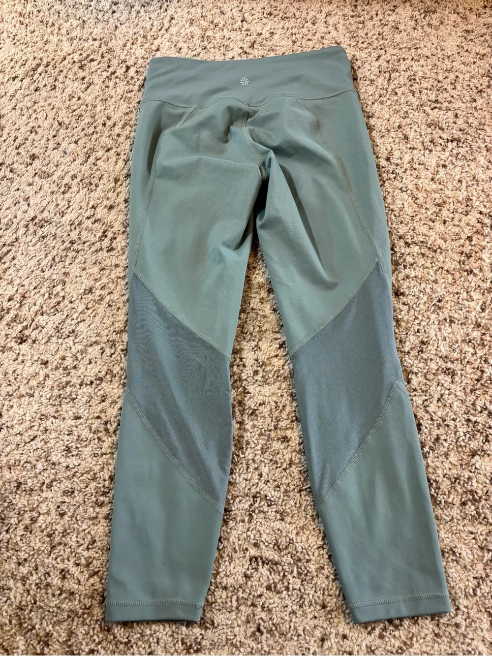 Athleta Eclipse 7/8 High Rise Leggings Seafoam Green Mesh Yoga Pilates Size S